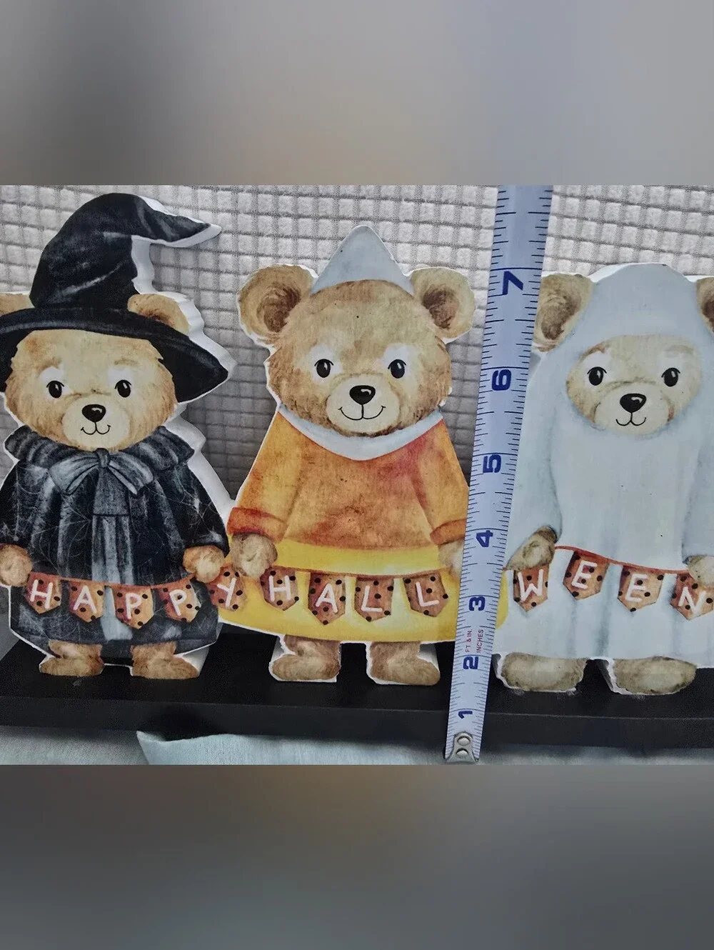 Envogue Halloween Embroidery Pillow Teddy Bear Kids Costume & Wooden Sign